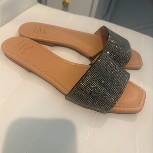 INC International Concepts Women's Glittering Black Sandals